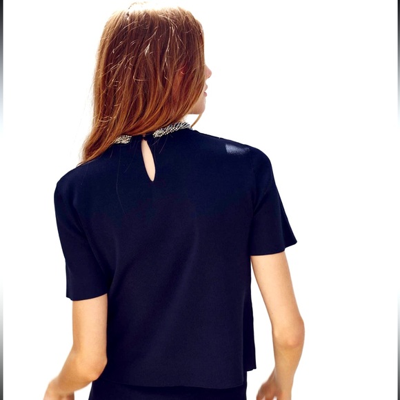 Zara beaded neckline knit top - Picture 5 of 6